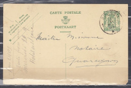 Postkaart Van Boussu 1 Naar Quaregnon - 1935-1949 Kleines Staatssiegel