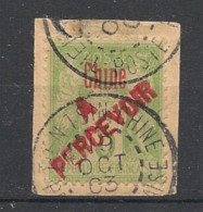 CHINE - 1903 - N°YT. 13 - Type Sage 5c Vert-jaune - Oblitéré / Used - Sur Fragment - Strafport