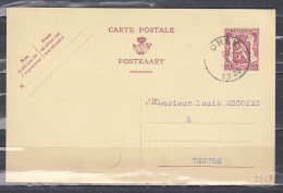 Postkaart Van Ohey Naar Tertre - 1935-1949 Small Seal Of The State