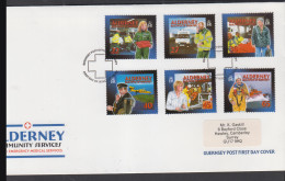 MEMDICINS- ALDERNEY - 1972- EMERGENCY SERVICES SET OF 6   ON  ILLUSTRATED FDC  - Accidents & Road Safety