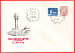 NORWAY, Hammerfest 70o39'48''N (the Meridian Monument) 1983.06.01 WITHOUT Stars, Cacheted Cover - Other & Unclassified