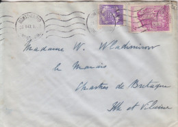Lettre Obl. Monte Carlo Le 31 I 47 Sur 50c Armoiries Et 4F N° 252, 278 Pour Chartres - Storia Postale