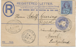 GB 1895 QV 2d Postal Stationery Registered Env Uprated 2 1/2d Jubilee LONDON CDS 23mm "STOKE-NEWINGTON-S.O / N" Also Ova - Briefe U. Dokumente