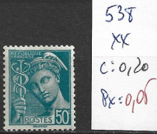 FRANCE 538 ** Côte 0.20 € - 1938-42 Mercure
