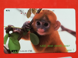 T-166 - JAPAN -JAPON, NIPON, TELECARD, PHONECARD, Animal,  NTT JP 231-082 Monkey - Japon