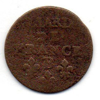 FRANCE, 1 Liard, Copper, Year 1655-B, KM # 192.2 - 1643-1715 Ludwig XIV.