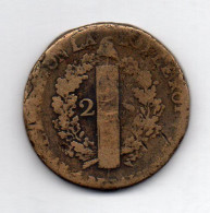 FRANCE, 2 Sols, Bronze, Year 1792-W (L' An 4), KM # C89.10 - 1792-1975 Nationalkonvent