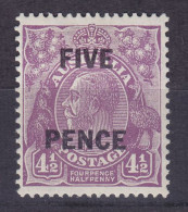 Australia 1930 Mi. 94, George V. Overprinted 'FIVE PENCE', MH* - Ongebruikt