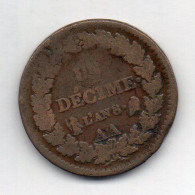 FRANCE, 1 Decime, Copper, Year L' An 8-AA, KM # C137.2 - 1792-1804 1ère République (An I – An XII)