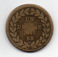 FRANCE, 1 Decime, Copper, Year 1815-BB, KM # 701 - Otros & Sin Clasificación