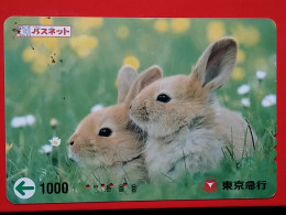 T-180 - JAPAN -JAPON, NIPON, Carte Prepayee -  Rabbit. Lapin - Conigli