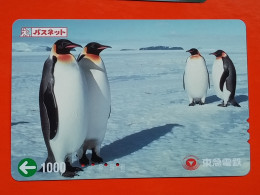 T-180 - JAPAN -JAPON, NIPON, Carte Prepayee - Bird, Oiseau, Manchot, Pinguin - Pinguins