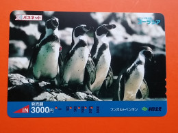 T-181 - JAPAN -JAPON, NIPON, Carte Prepayee - Bird, Oiseau, Manchot, Pinguin - Pinguins