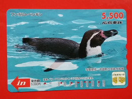 T-181 - JAPAN -JAPON, NIPON, Carte Prepayee - Bird, Oiseau, Manchot, Pinguin - Pinguine