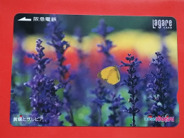 T-182 - JAPAN -JAPON, NIPON, Carte Prepayee - Butterfly, Papillon - Papillons