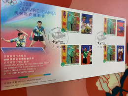 Hong Kong Stamp FDC Table Tennis  Different Chops - Brieven En Documenten