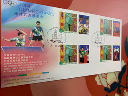 Hong Kong Stamp FDC Table Tennis  Different Chops - Cartas & Documentos