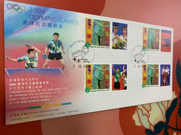 Hong Kong Stamp FDC Table Tennis  Different Chops - Brieven En Documenten