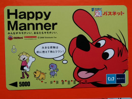 T-189 - JAPAN -JAPON, NIPON, Carte Prepayee - Animal, Dog, Chien, Happy Manner - Cani
