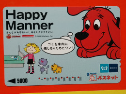T-189 - JAPAN -JAPON, NIPON, Carte Prepayee - Animal, Dog, Chien, Happy Manner - Perros