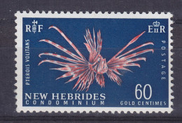 New Hebrides 1967 Mi. 262, 60c. Einheimische Fauna Red Lionfish Fisch Poisson Pterois Volitans, MH* - Ungebraucht