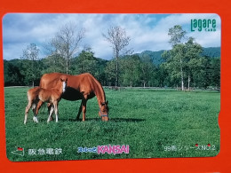 T-203 - JAPAN -JAPON, NIPON, Carte Prepayee  ANIMAL, HORSE, CHEVAL - Paarden