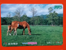 T-203 - JAPAN -JAPON, NIPON, Carte Prepayee  ANIMAL, HORSE, CHEVAL - Horses