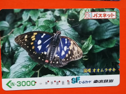 T-203 - JAPAN -JAPON, NIPON, Carte Prepayee  ANIMAL, BUTTERFLY, PAPILLON, LEPTIR, - Butterflies