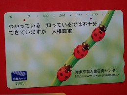 T-203 - JAPAN -JAPON, NIPON, Carte Prepayee  ANIMAL, LADYBUG, BUBAMARA, LADYBIRD, COCCINELLE, - Ladybugs