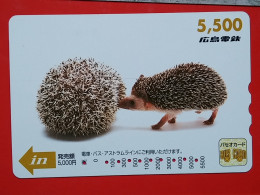 T-204 - JAPAN -JAPON, NIPON, Carte Prepayee  ANIMAL, HEDGEHOG - Otros & Sin Clasificación