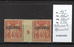 Alexandrie - Millésime 9 - Yvert 13* - Type Sage Surchargé 40 Cts - Unused Stamps