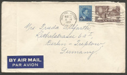 1951 Airmail Cover 15c Fur/GVI Postes Machine Hamilton Ontario To Germany - Postal History