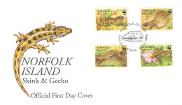 NORFOLK ISLAND - FDC 1996 WWF - SKINK & GECKO / 4132 - Isola Norfolk