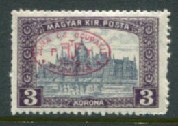 DEBRECEN 1919  3 Kr. Parliament With Red Overprint LHM / *   Michel 31a - Debreczin