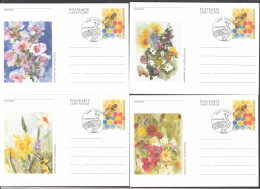 Liechtenstein 1996 - Bee, Flowers: Painting Of Marianne Hilti, 4 Post. Stationery With Spec. Cancelation - Postwaardestukken