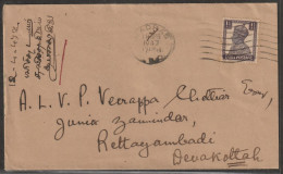 India 1947  K G VI Th Stamp On Cover With Machine Cancellation With Delivery Cancellation  (a83) - Lettres & Documents