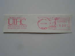D200489 Red  Meter Stamp  Cut -EMA - Freistempel-United States USA -UIHC  IOWA 1989 - Briefe U. Dokumente