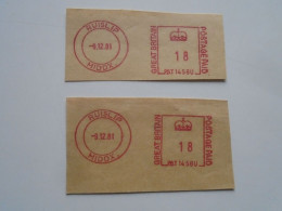 D200492 Red  Meter Stamp  Cut -EMA - Freistempel- UK -RUISLIP  1981 Lot Of 2 Pcs - Macchine Per Obliterare (EMA)