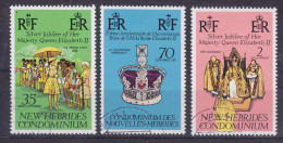 New Hebrides 1977 Mi. 441, 443, 445, QEII. Silver Jubilee (o) - Oblitérés