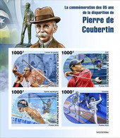 Niger 2022, Sport, De Coubertin, Golf, Swimming, Fency, 4val In Block IMPERFORATED - Escrime