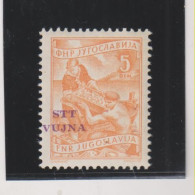 YUGOSLAVIA,1953 TRIESTE B 5 Din MICHEL 90 I  Missplaced Ovpt MNH - Storia Postale