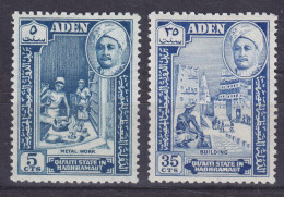 Aden Qu'aiti State In Hadhramaut 1955 Mi. 29, 33 Sultan, Metalarbeiter & Maurer, MNH** - Aden (1854-1963)