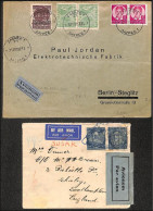 1933 Two Airmail Letters With Different Domestic Airmail Labels One Sent To Berlin Other To England, VF - Poste Aérienne