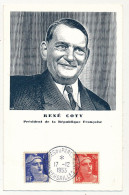 FRANCE - Obl Congrès Du Parlement Versailles 17/12/1953 Sur CP Portrait De René Coty + Griffe Au Dos - Matasellos Provisorios