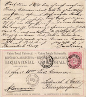 ARGENTINA 1889 POSTCARD SENT FROM BUENOS AIRES TO RHEINPREUSSEN - Cartas & Documentos