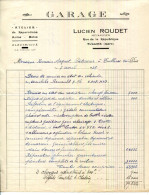 FACTURE.38.ISERE.TULLINS.GARAGE.REPARATIONS AUTOS-MOTOS.LUCIEN ROUDET RUE DE LA REPUBLIQUE. - Old Professions