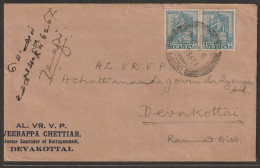 India1952 Bodhisattva Stamps On Cover From Udupi To Devakottai With Support Indian Industries Delivery Cancellation 101 - Lettres & Documents