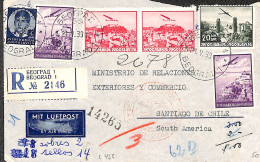 1939 SEAPLANE FLIGHT TO CHILE: Registered Letter Sent By Airmail BELGRADE - SANTIAGO DE CHILE, RARE FLIGHT - Luchtpost