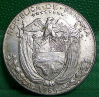 MONNAIE PANAMA 1/2 Balboa 1966 , ARGENT , Armes Nationales / Vasco Nunez  , MEDIO BALBOA Silver Coin - Panamá