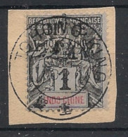 TCH'ONG-K'ING - 1903-04 - N°YT. 18 - Type Groupe 1c Noir - Surcharge Noire - Oblitéré / Used - Sur Fragment - Gebruikt